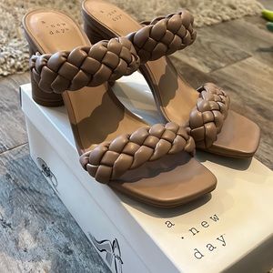 Beige braided heels. Never worn.